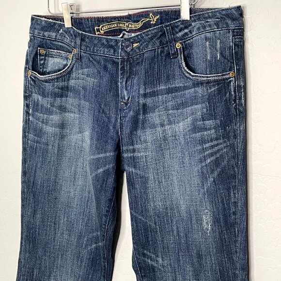 Vintage American Eagle Hipster Bootcut Dark Jeans Size 16 Long #40 - Picture 4 of 9